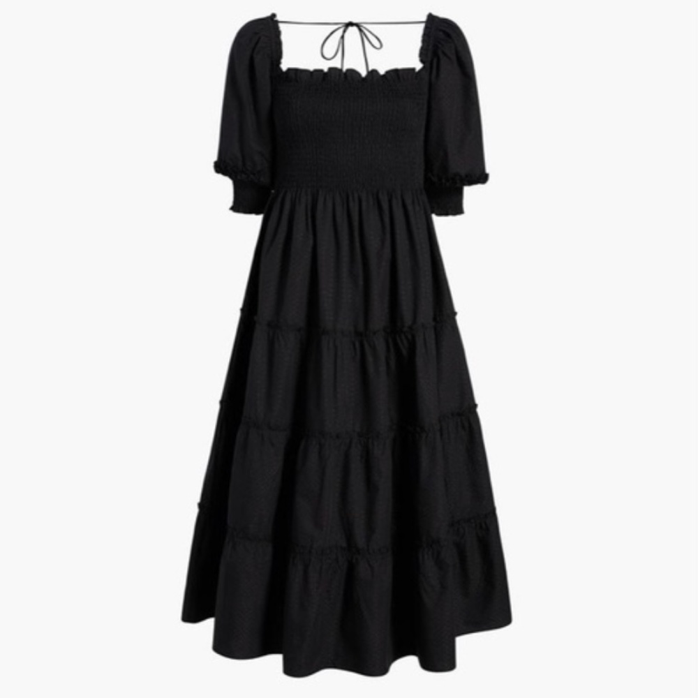 Hill House Home Black Nesli Nap Dress in Swiss Dot